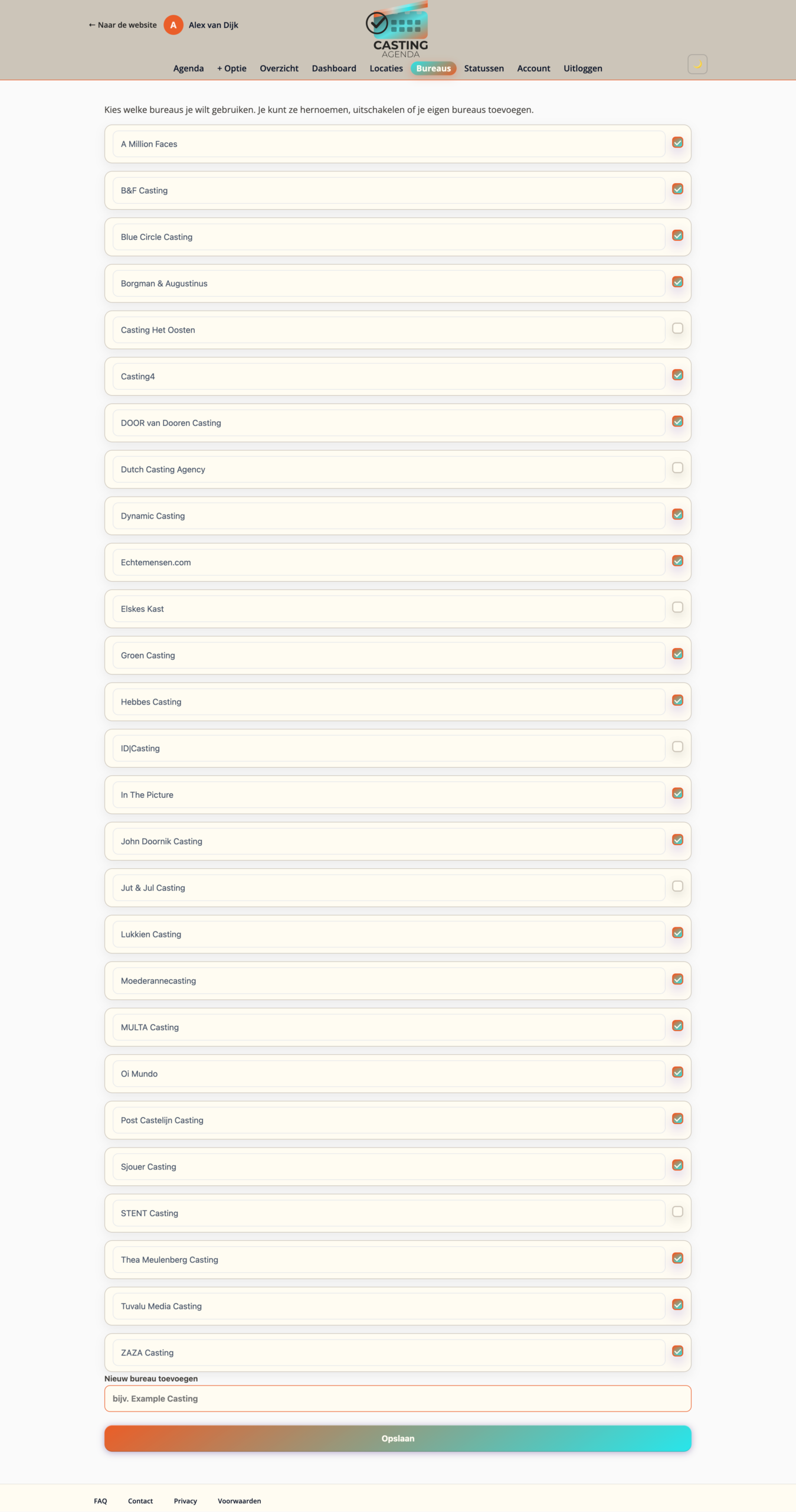 Bureaus — kies en beheer je castingbureaus